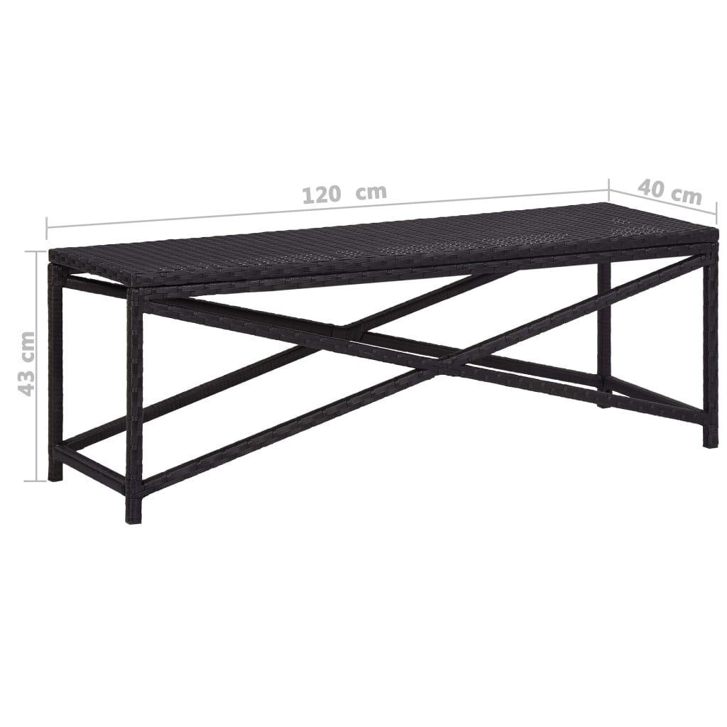 Puutarhapenkki 120 cm polyrottinki musta - Sisustajankoti.fi