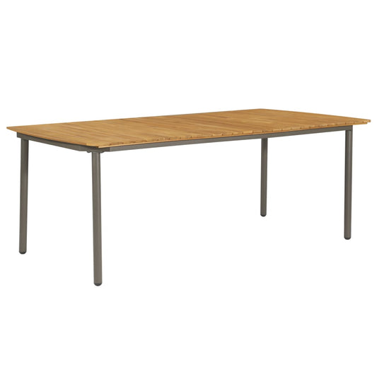 Puutarhapöytä 200x100x72 cm täysi akaasiapuu ja teräs - Sisustajankoti.fi