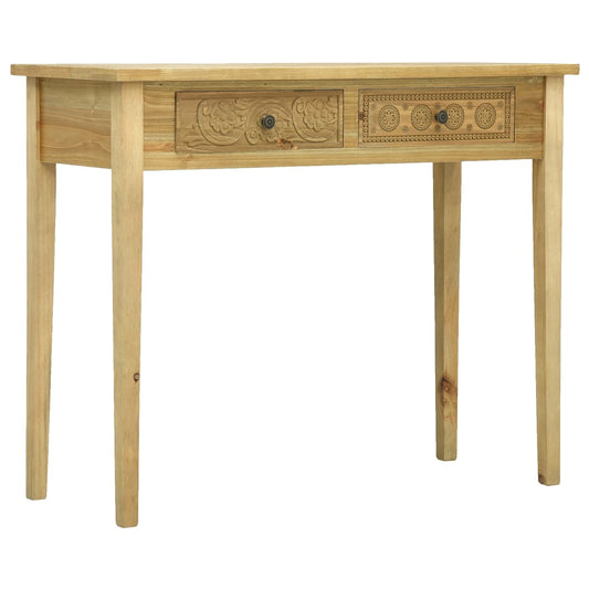 Konsolipöytä 2 laatikolla kaiverrettu ruskea 96x40x78 cm puu - Sisustajankoti.fi
