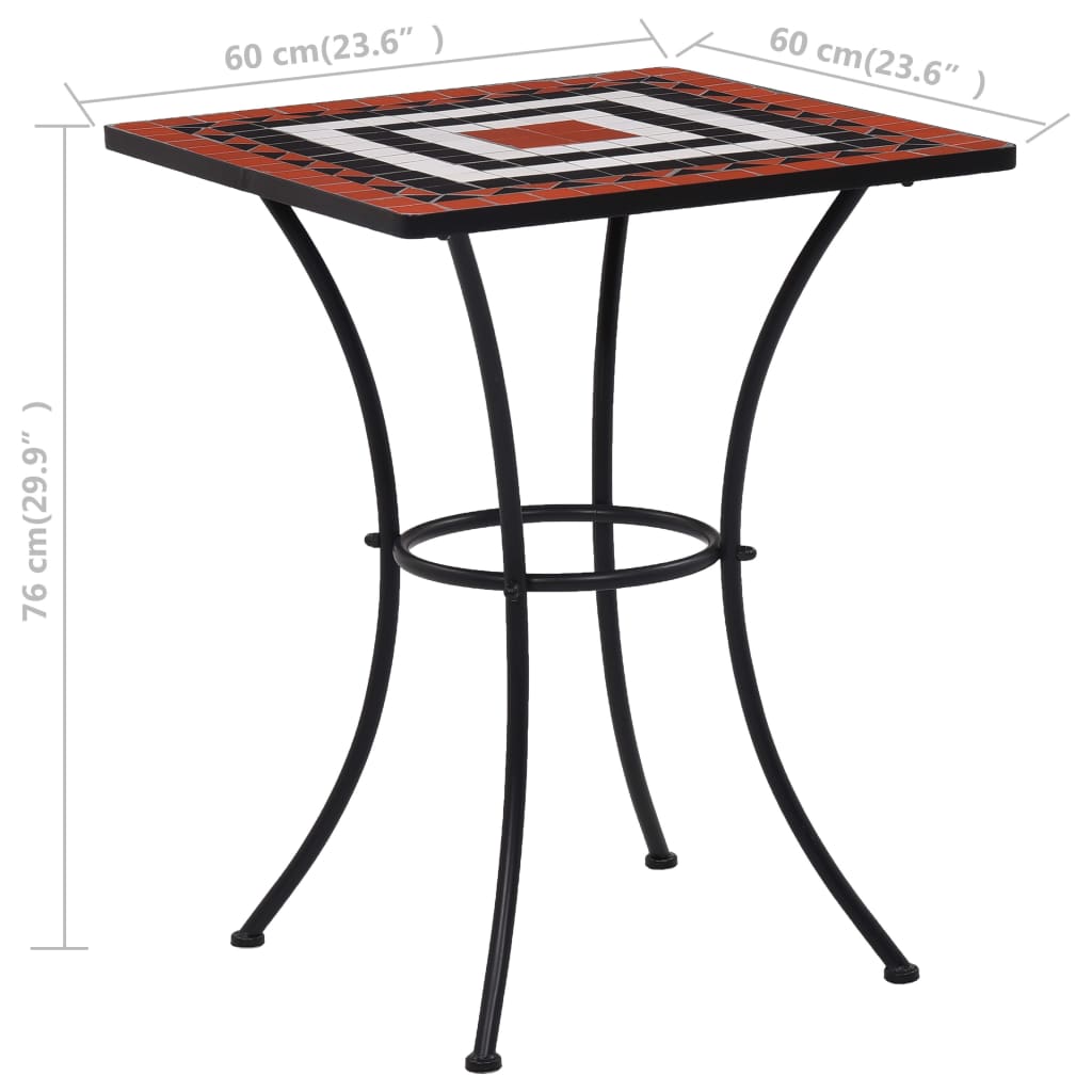 Mosaiikkibistropöytä terrakotta ja valkoinen 60 cm keramiikka - Sisustajankoti.fi