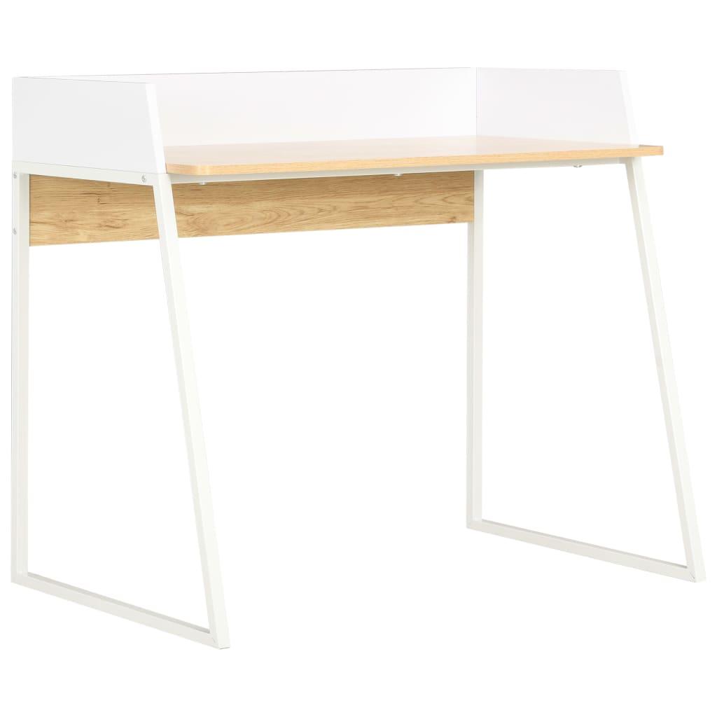 Työpöytä valkoinen ja tammi 90x60x88 cm - Sisustajankoti.fi