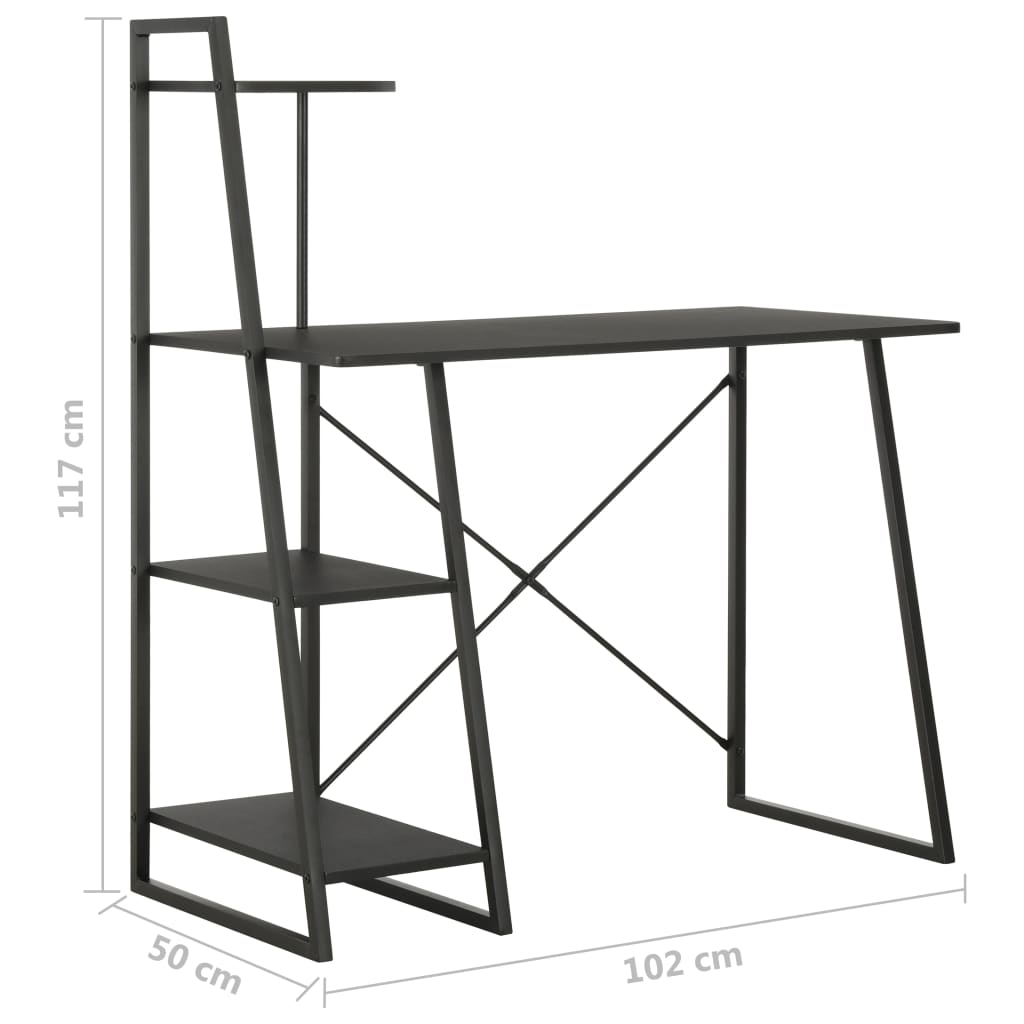 Työpöytä hyllyillä musta 102x50x117 cm - Sisustajankoti.fi