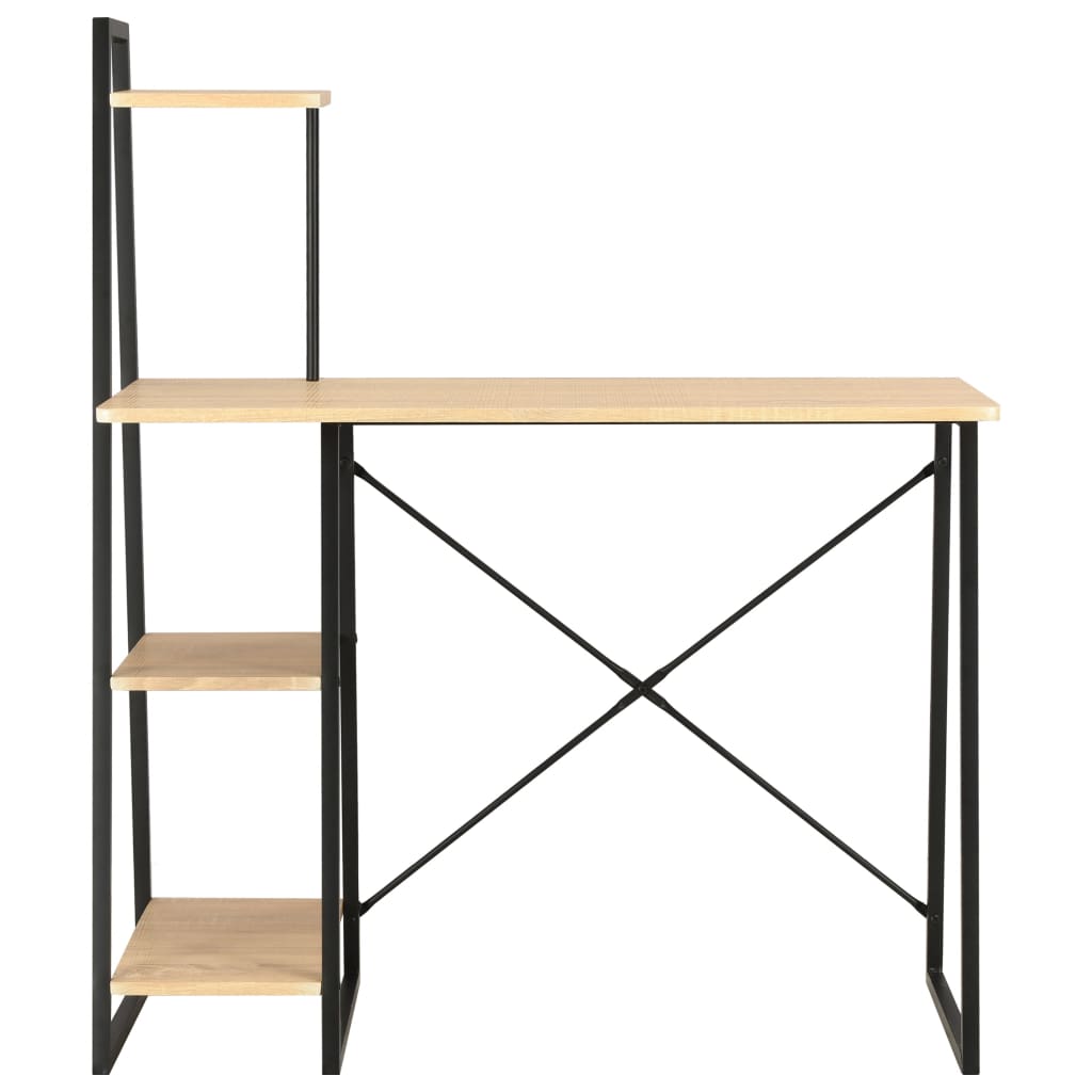 Työpöytä hyllyillä musta ja tammi 102x50x117 cm - Sisustajankoti.fi