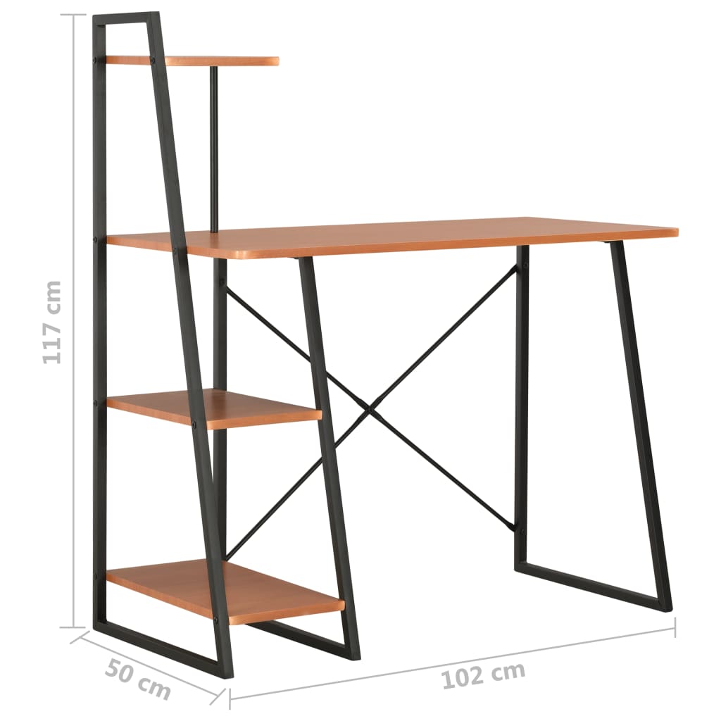 Työpöytä hyllyillä musta ja ruskea 102x50x117 cm - Sisustajankoti.fi