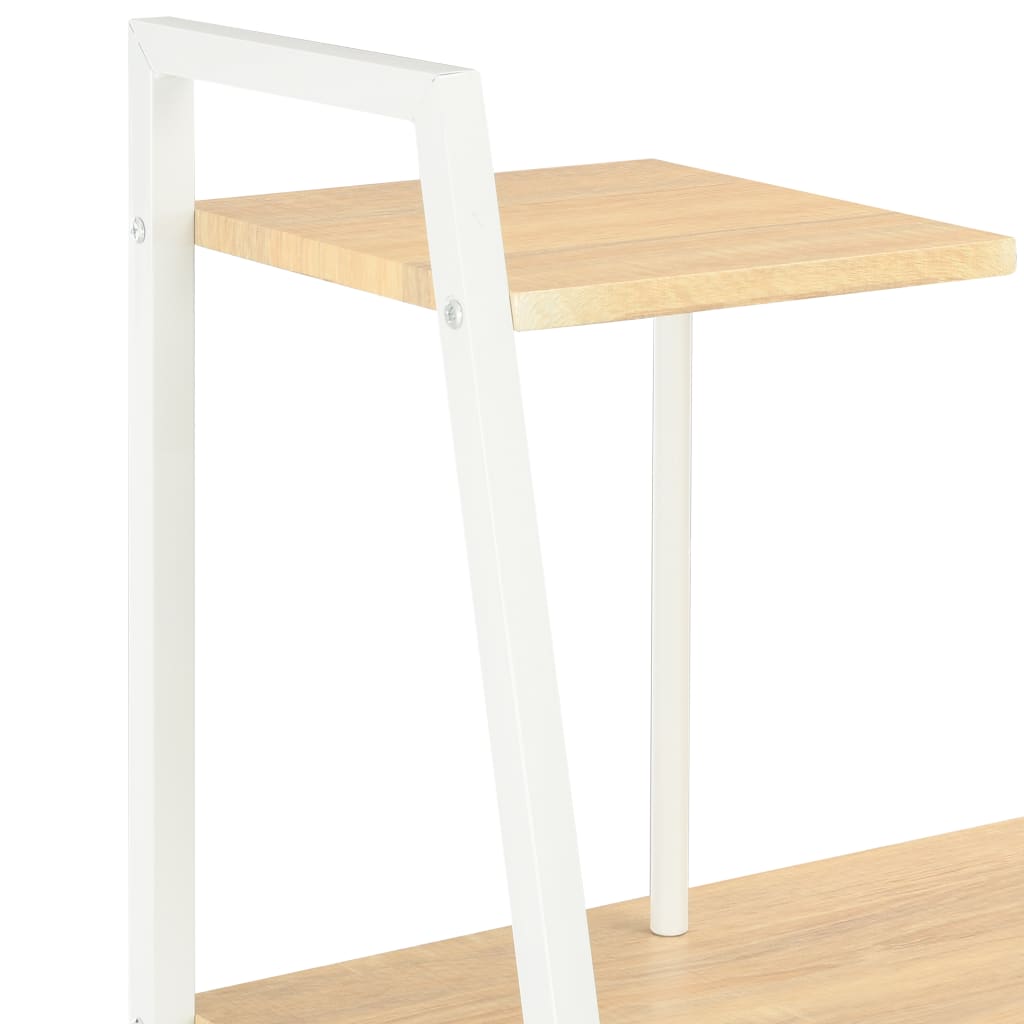 Työpöytä hyllyillä valkoinen ja tammi 102x50x117 cm - Sisustajankoti.fi