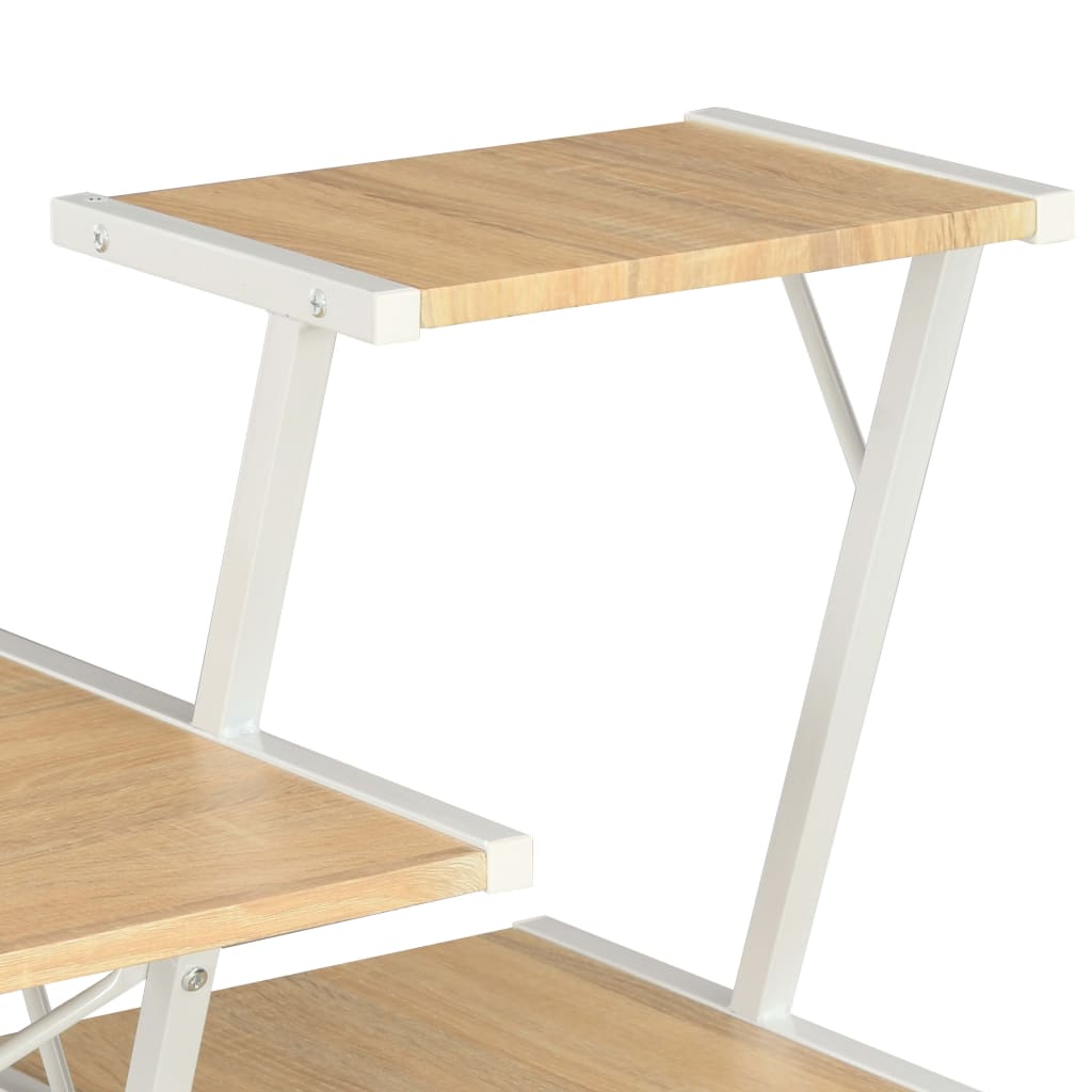 Työpöytä hyllyllä valkoinen ja tammi 116x50x93 cm - Sisustajankoti.fi