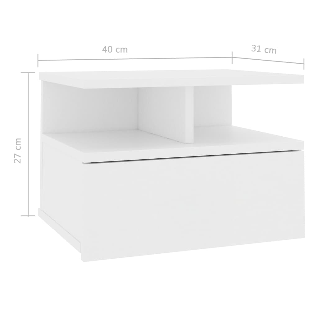 Kelluva yöpöytä valkoinen 40x31x27 cm - Sisustajankoti.fi