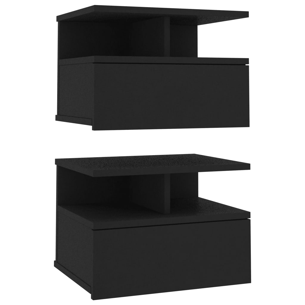 Kelluvat yöpöydät 2 kpl musta 40x31x27 cm - Sisustajankoti.fi