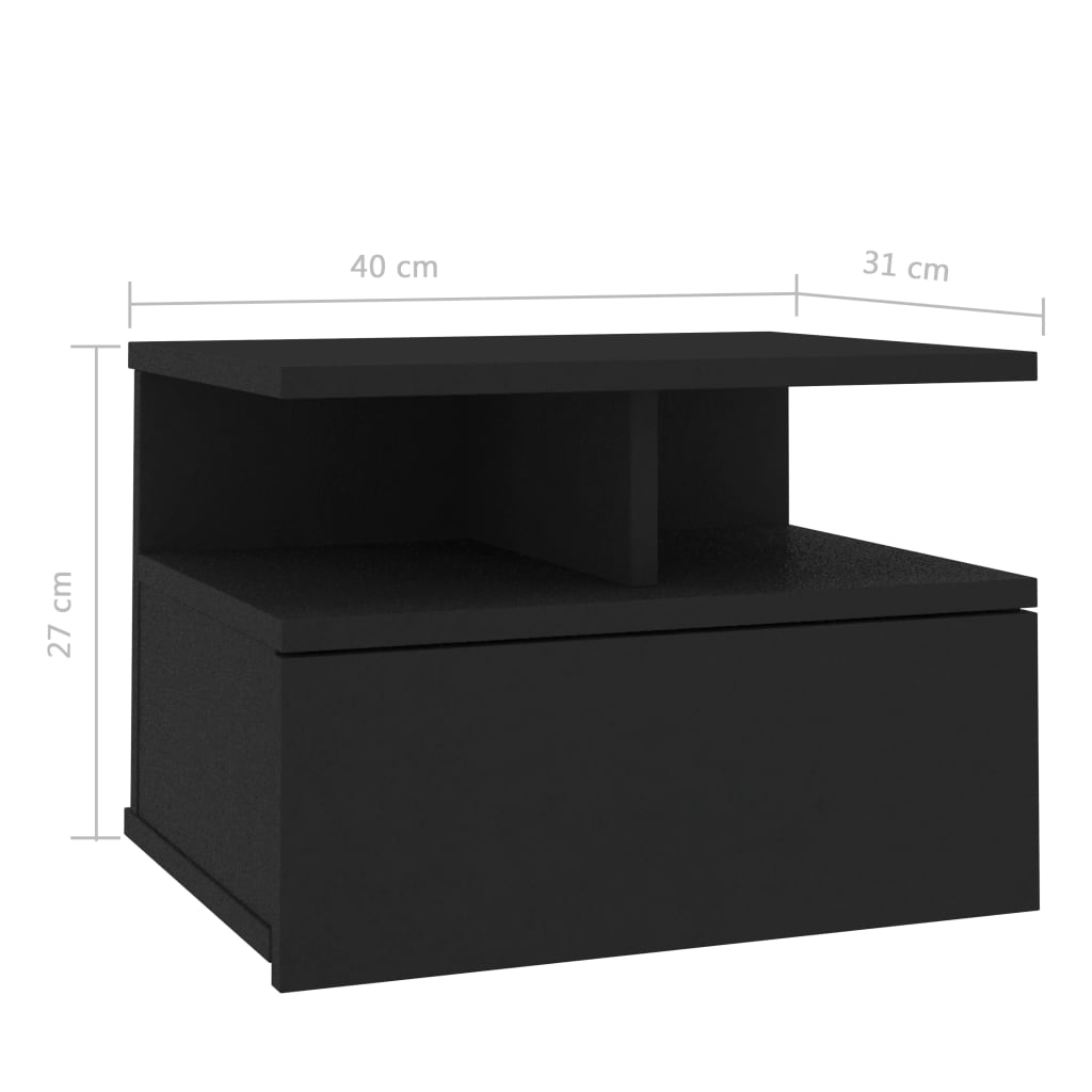 Kelluvat yöpöydät 2 kpl musta 40x31x27 cm - Sisustajankoti.fi