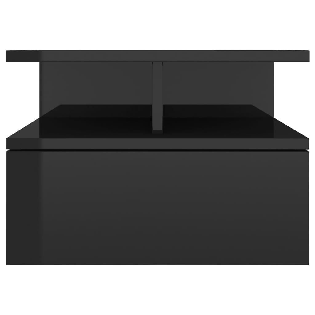 Kelluvat yöpöydät 2 kpl korkeakiilto musta 40x31x27cm - Sisustajankoti.fi