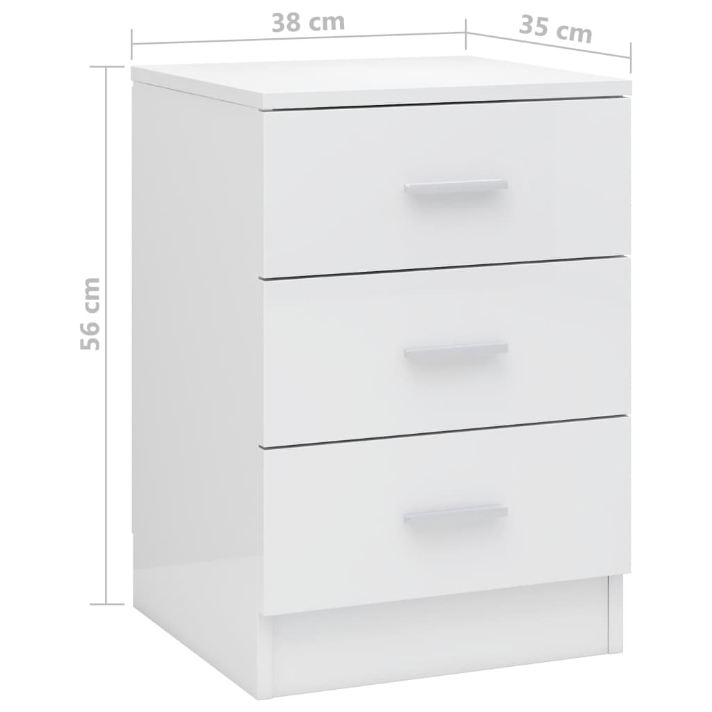 Yöpöydät 2 kpl korkeakiilto valkoinen 38x35x56 cm - Sisustajankoti.fi
