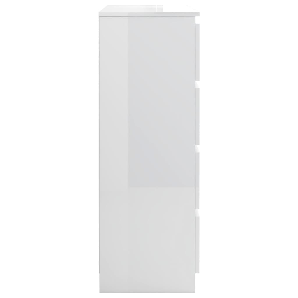 Laatikosto senkki korkeakiilto valkoinen 120x35x99 cm - Sisustajankoti.fi