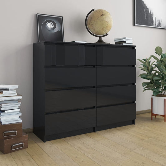 Laatikosto senkki korkeakiilto musta 120x35x99 cm - Sisustajankoti.fi