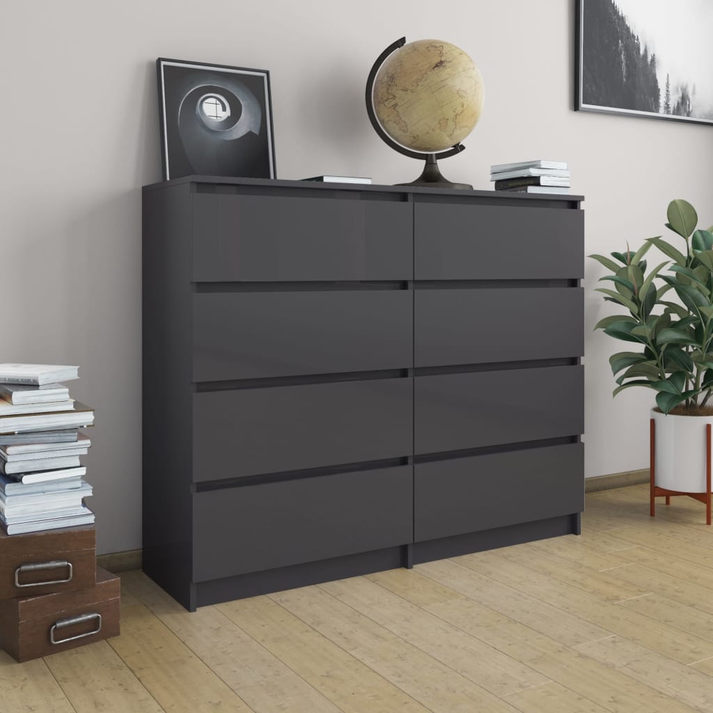 Laatikosto senkki korkeakiilto harmaa 120x35x99 cm - Sisustajankoti.fi