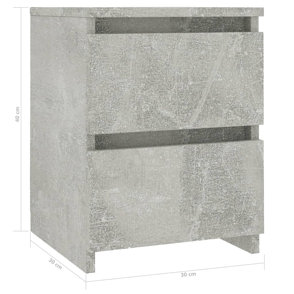 Yöpöydät 2 kpl betoninharmaa 30x30x40 cm - Sisustajankoti.fi