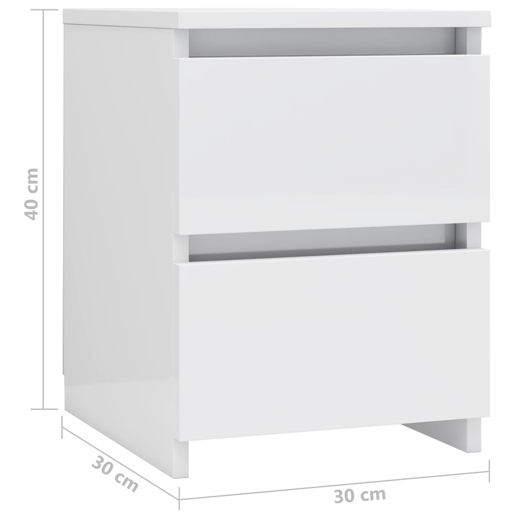 Yöpöytä korkeakiilto valkoinen 30x30x40 cm - Sisustajankoti.fi