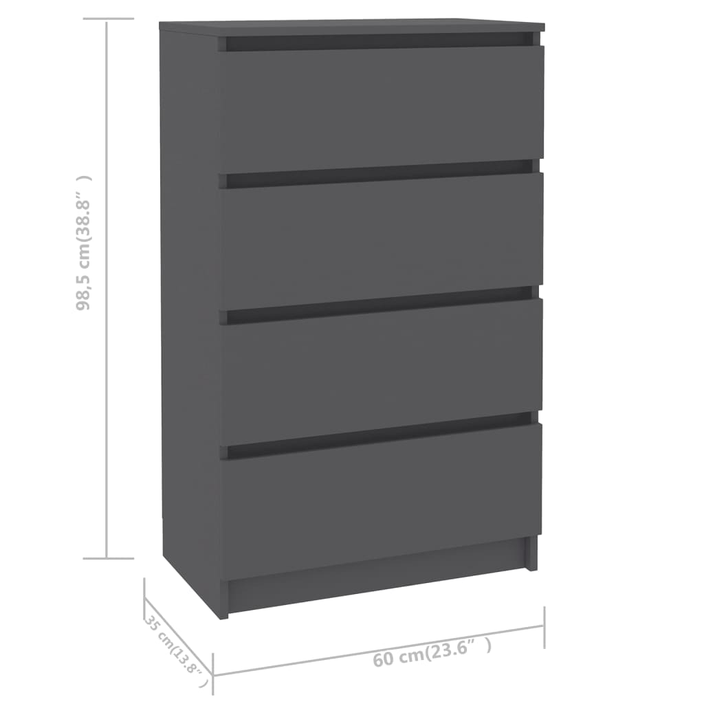 Senkki harmaa 60x35x98,5 cm tekninen puu - Sisustajankoti.fi