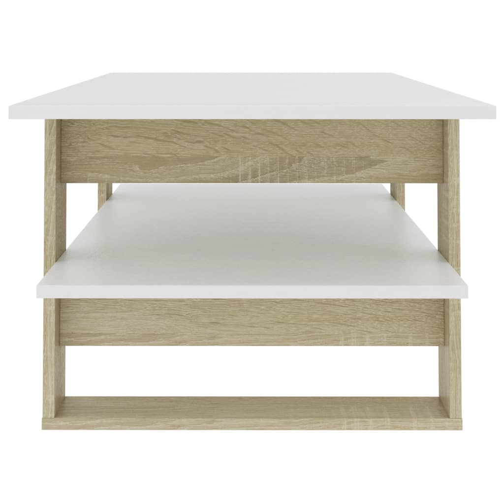 Sohvapöytä valkoinen ja Sonoma-tammi 110x55x42 cm - Sisustajankoti.fi