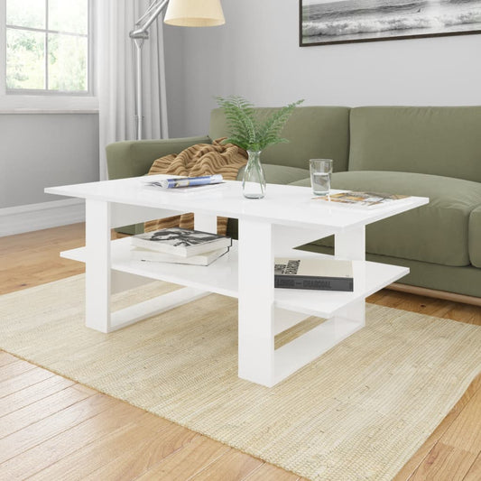 Sohvapöytä korkeakiilto valkoinen 110x55x42 cm - Sisustajankoti.fi