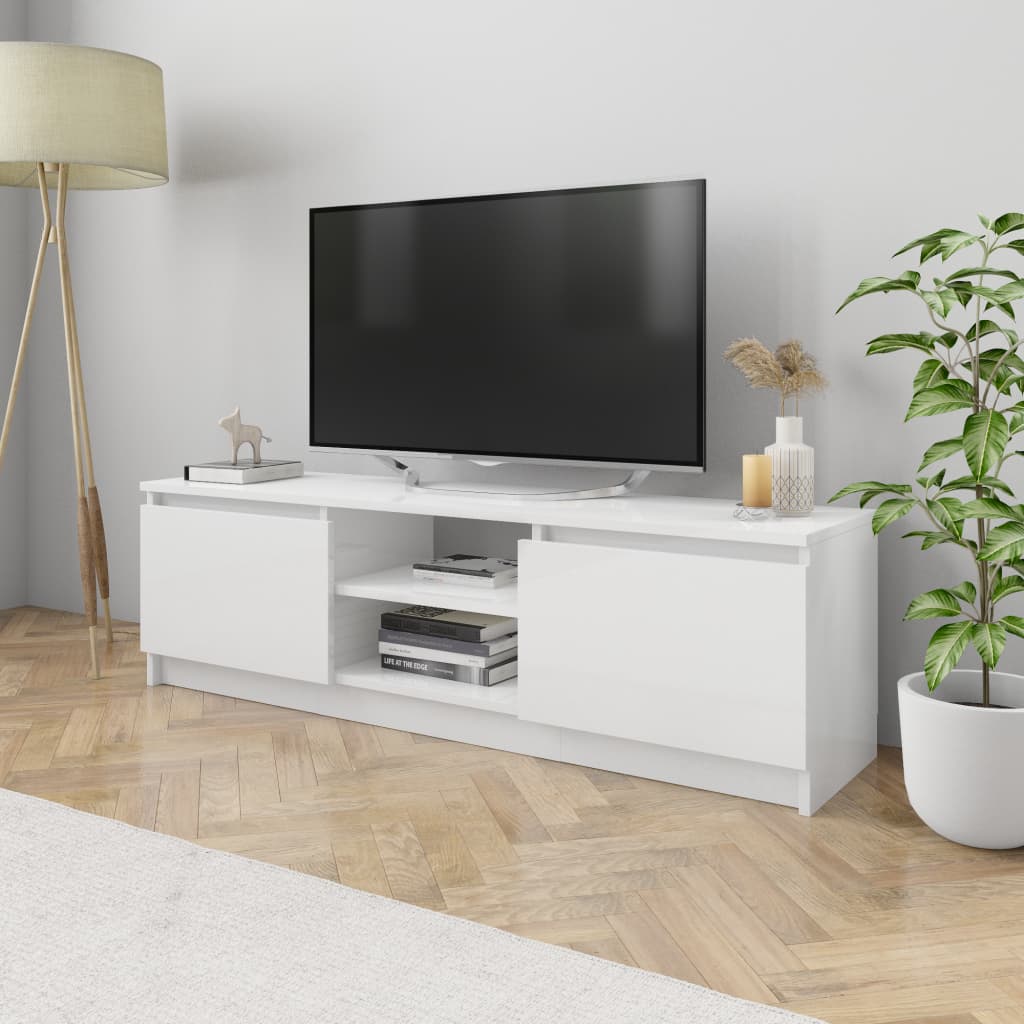 TV-taso korkeakiilto valkoinen 120x30x35,5 cm - Sisustajankoti.fi