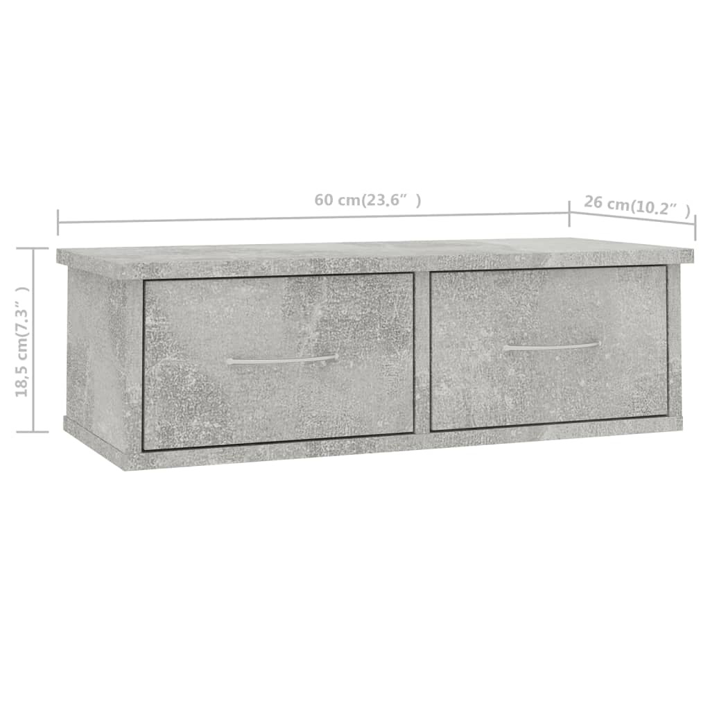 Seinälaatikkohylly betoninharmaa 60x26x18,5 cm - Sisustajankoti.fi