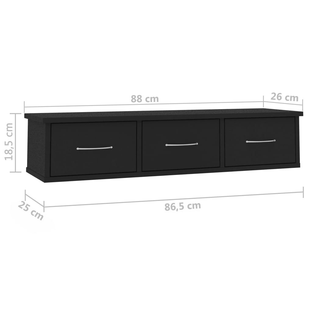 Seinälaatikkohylly musta 88x26x18,5 cm - Sisustajankoti.fi