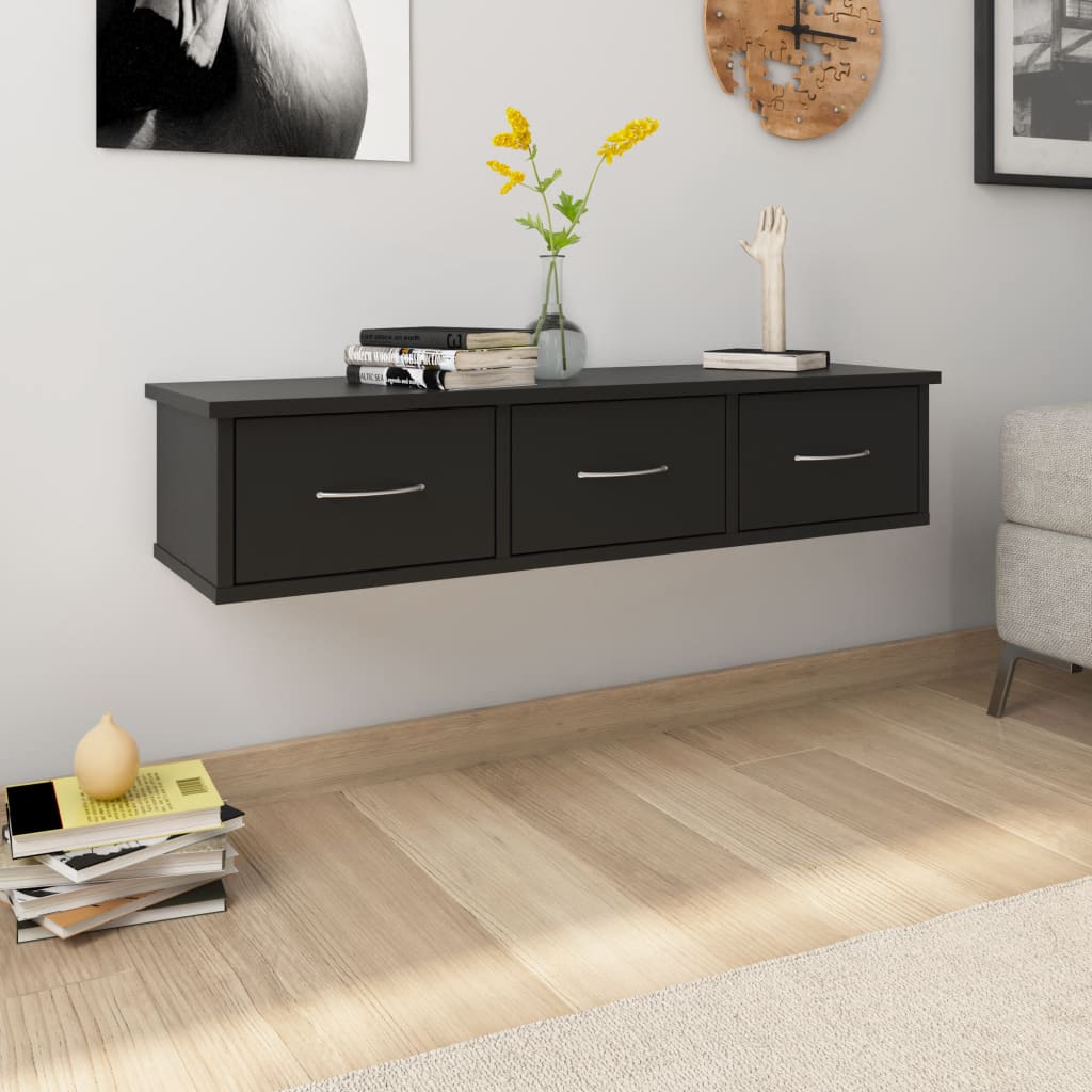 Seinälaatikkohylly musta 88x26x18,5 cm - Sisustajankoti.fi