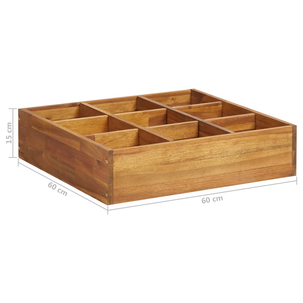 Korotettu yrttikukkalaatikko täysi akasiapuu 60x60x15 cm - Sisustajankoti.fi