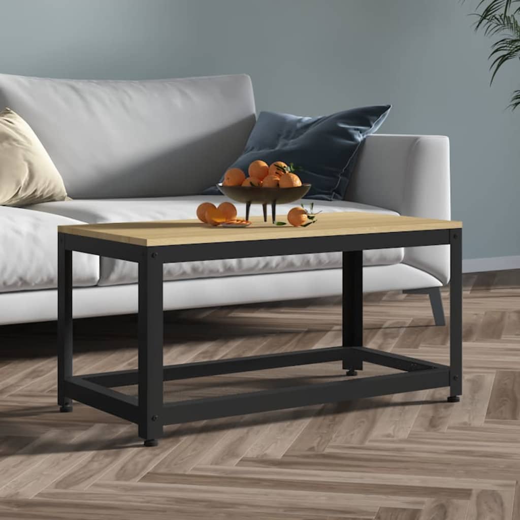 Sohvapöytä vaaleanruskea ja musta 90x45x45 cm MDF ja rauta - Sisustajankoti.fi