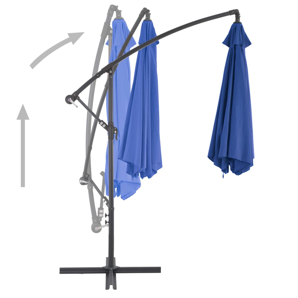 Riippuva aurinkovarjo alumiinipylväällä 300 cm sininen - Sisustajankoti.fi