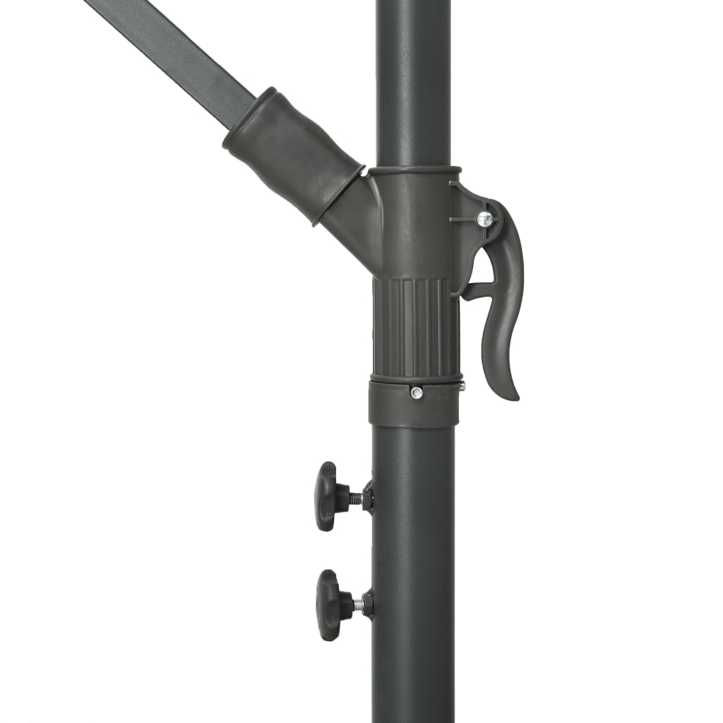 Aurinkovarjo LED-valoilla ja teräspylväällä 300 cm musta - Sisustajankoti.fi
