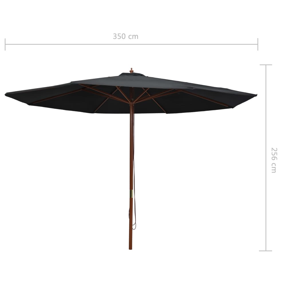 Aurinkovarjo puurunko 350 cm musta - Sisustajankoti.fi