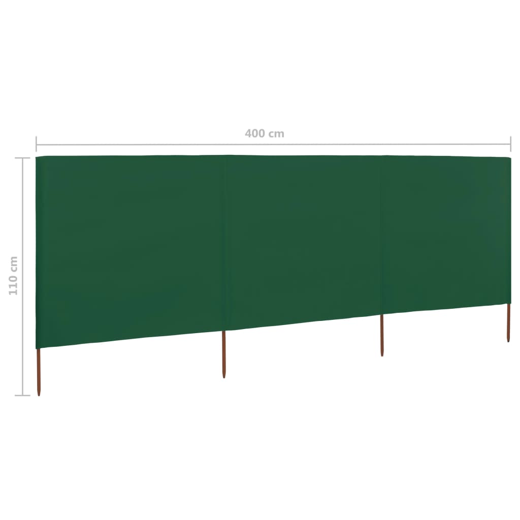 Tuulensuojakangas 3 paneelilla 400x80 cm vihreä - Sisustajankoti.fi