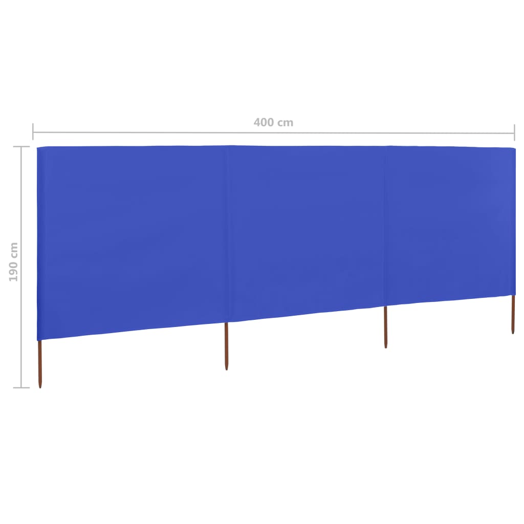 Tuulensuojakangas 3 paneelilla 400x160 cm taivaansininen - Sisustajankoti.fi