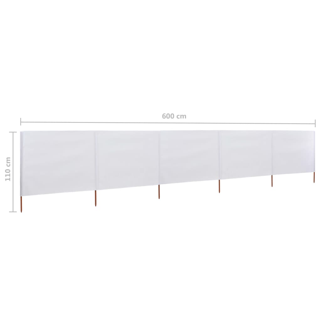 Tuulensuojakangas 5 paneelilla 600x80 cm hiekan valkoinen - Sisustajankoti.fi