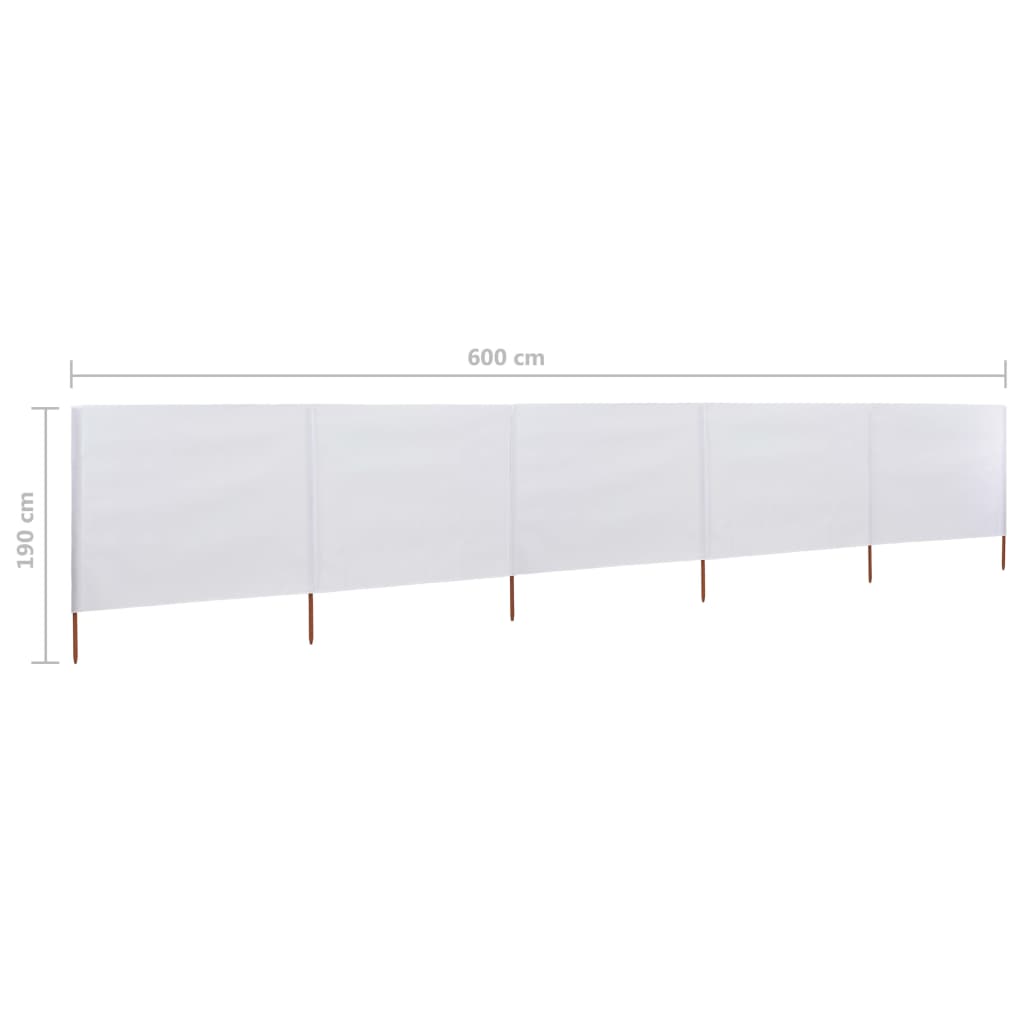 Tuulensuojakangas 5 paneelilla 600x160 cm hiekan valkoinen - Sisustajankoti.fi