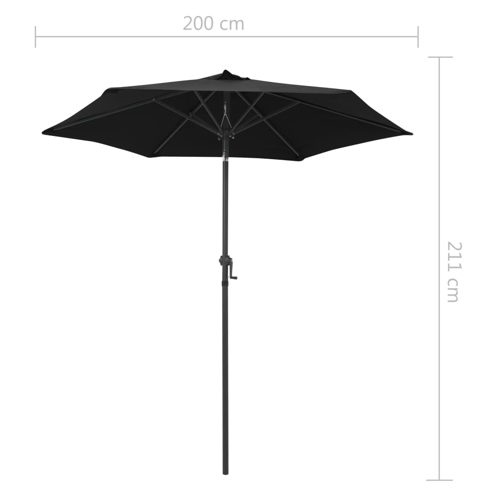 Aurinkovarjo musta 200x211 cm alumiini - Sisustajankoti.fi