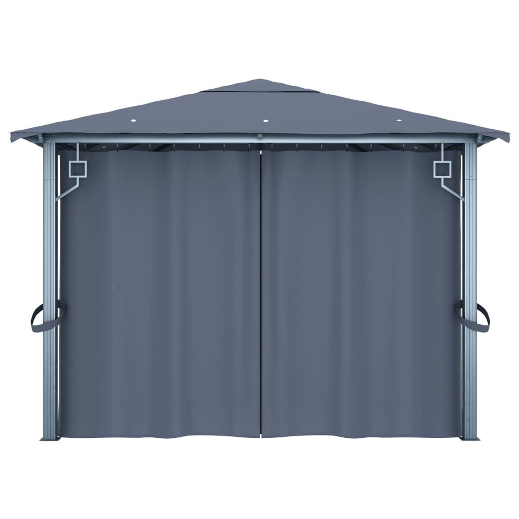 Huvimaja verhoilla 400 x 300 cm antrasiitti alumiini - Sisustajankoti.fi