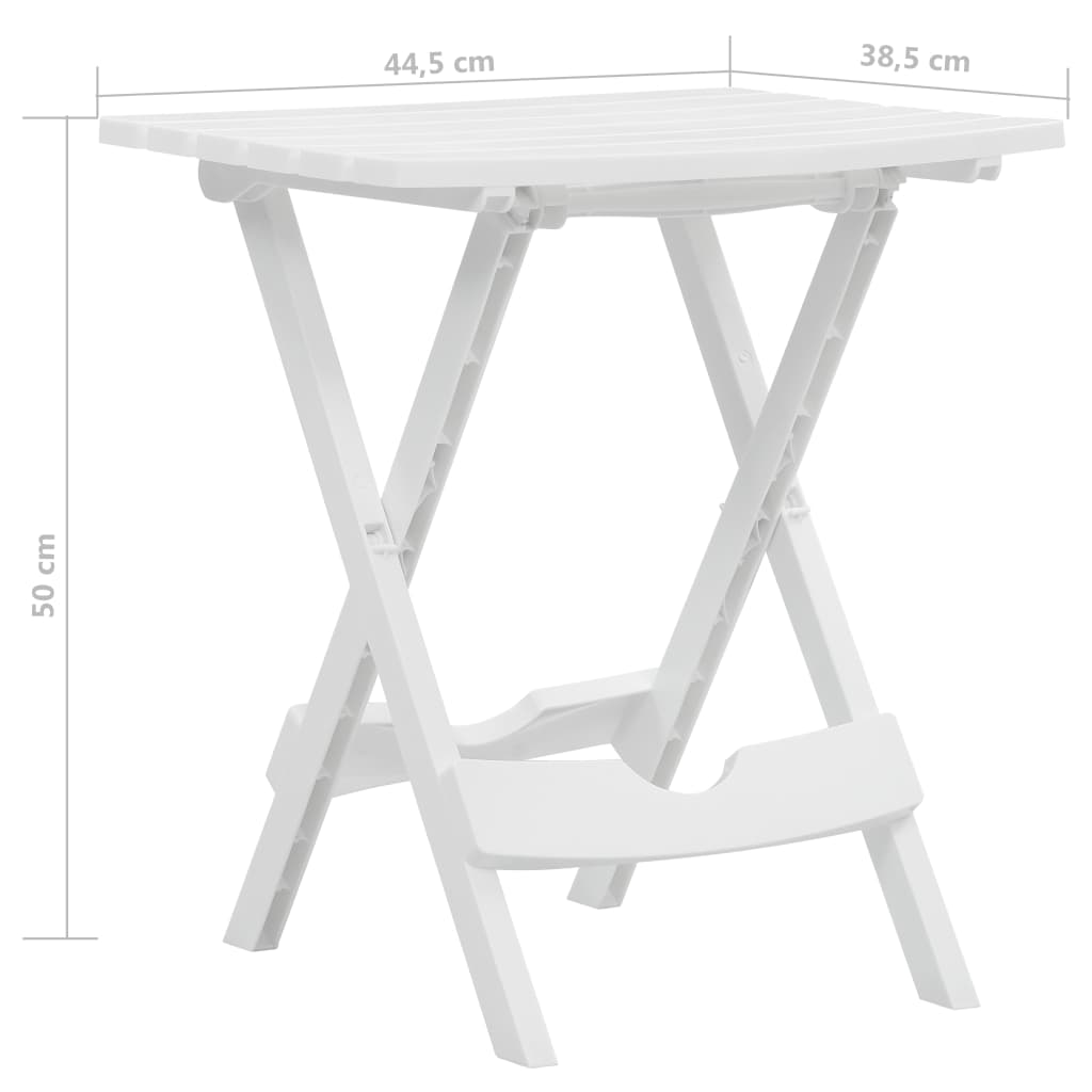 Kokoontaittuva puutarhapöytä 45,5x38,5x50 cm valkoinen - Sisustajankoti.fi