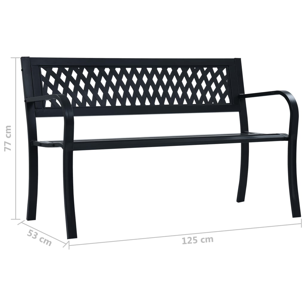 Puutarhapenkki 125 cm musta teräs - Sisustajankoti.fi