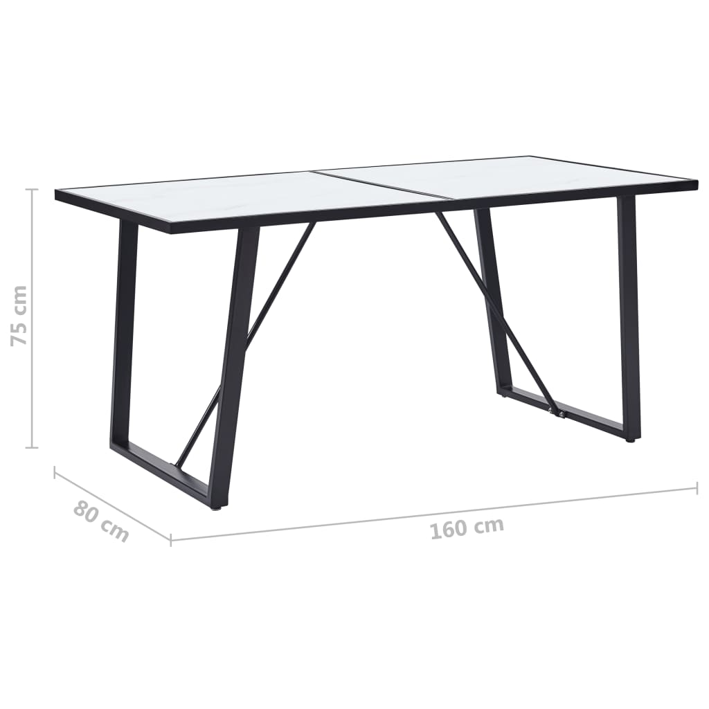 Ruokapöytä valkoinen 160x80x75 cm karkaistu lasi - Sisustajankoti.fi