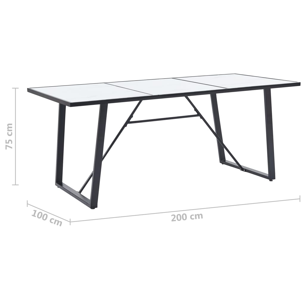 Ruokapöytä valkoinen 200x100x75 cm karkaistu lasi - Sisustajankoti.fi