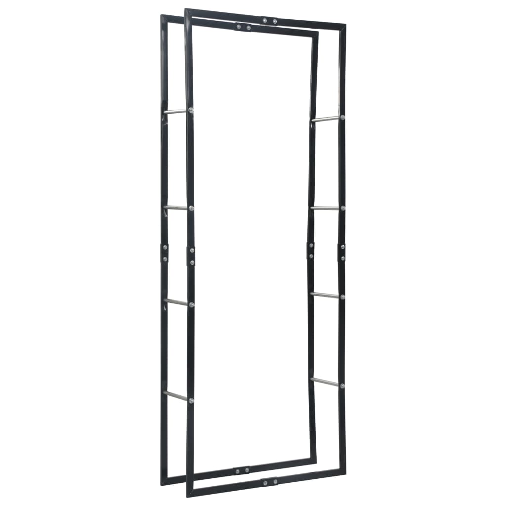 Polttopuuteline musta 80x25x200 cm teräs - Sisustajankoti.fi