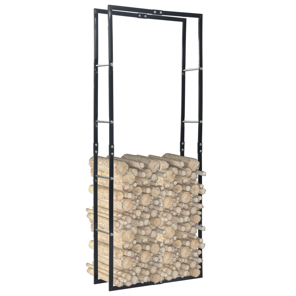 Polttopuuteline musta 80x25x200 cm teräs - Sisustajankoti.fi