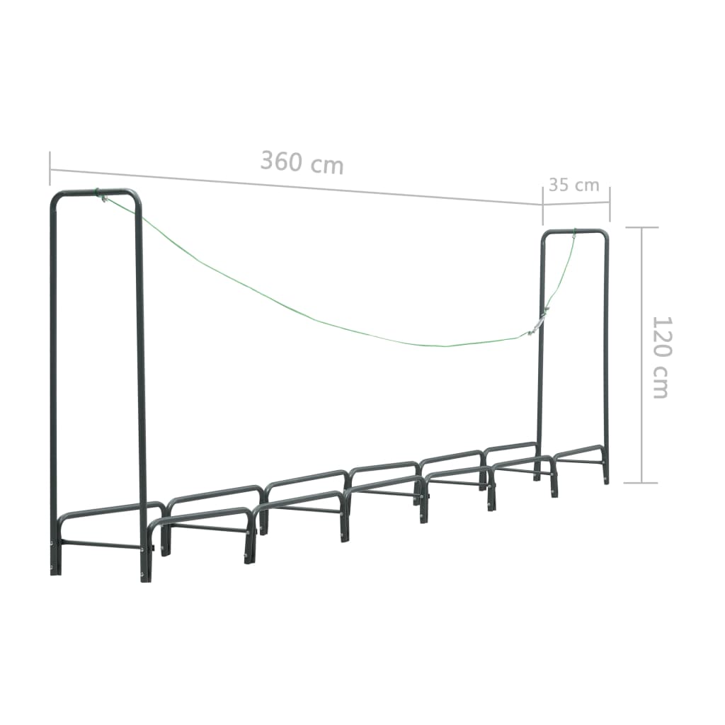 Polttopuuteline antrasiitti 360x35x120 cm teräs - Sisustajankoti.fi