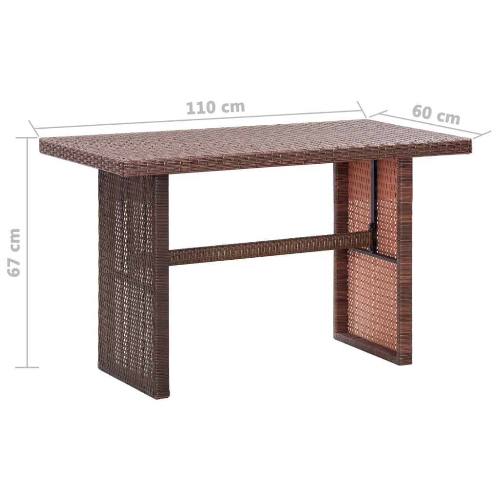 Puutarhapöytä ruskea 110x60x67 cm polyrottinki - Sisustajankoti.fi