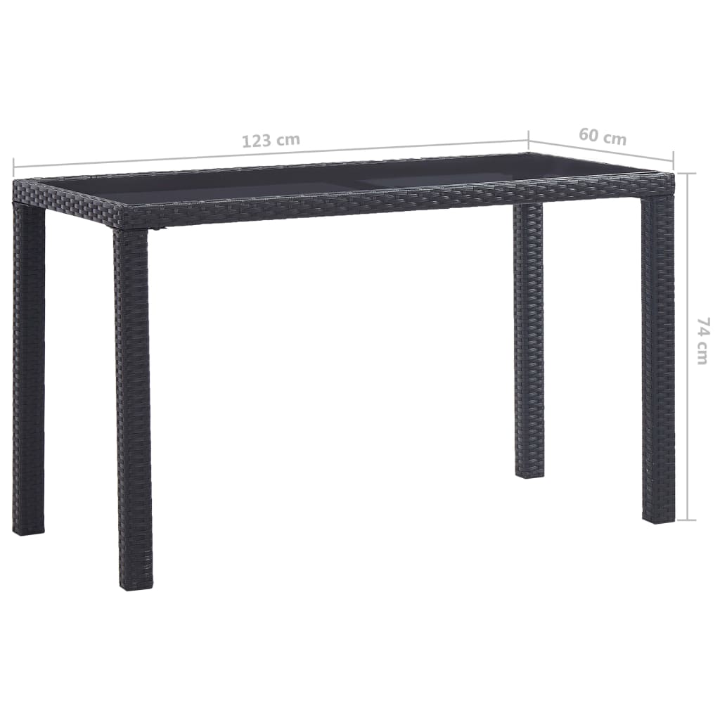 Puutarhapöytä musta 123x60x74 cm polyrottinki - Sisustajankoti.fi