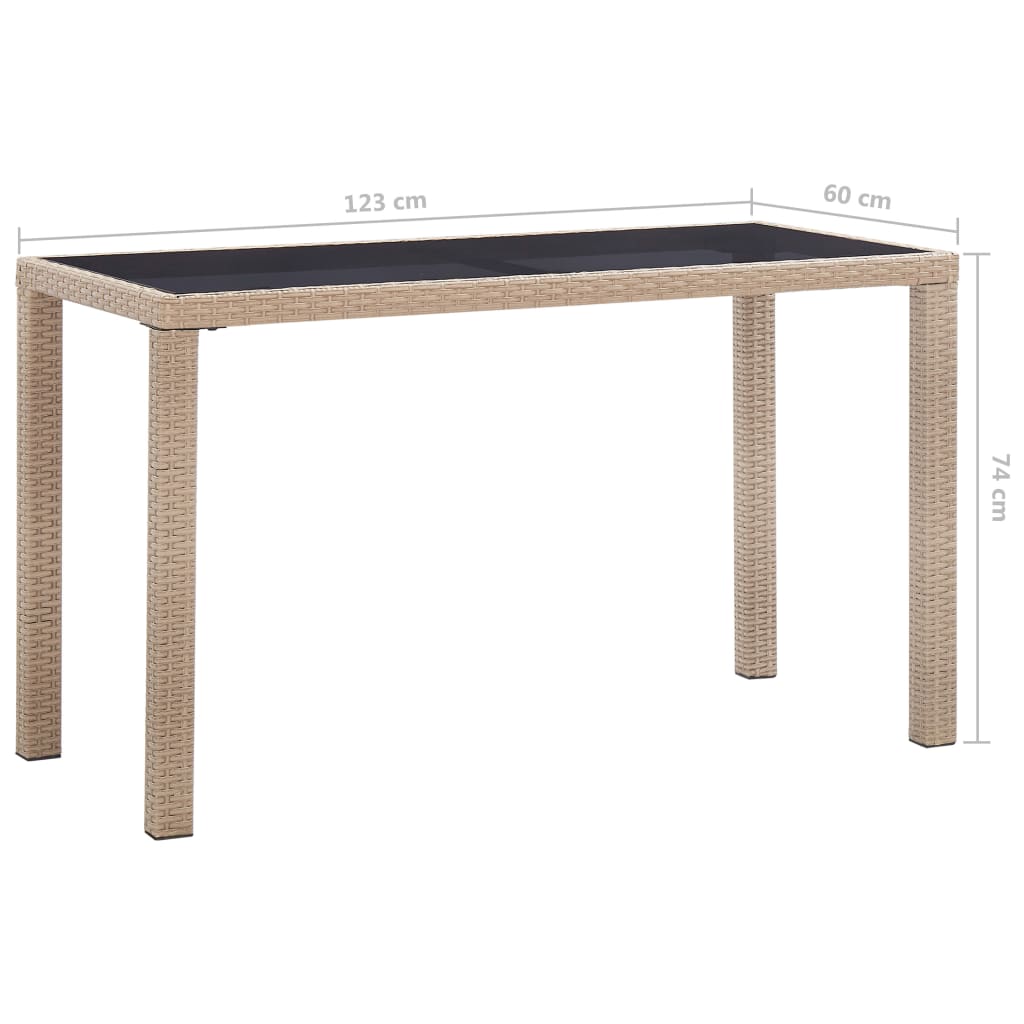 Puutarhapöytä beige 123x60x74 cm polyrottinki - Sisustajankoti.fi