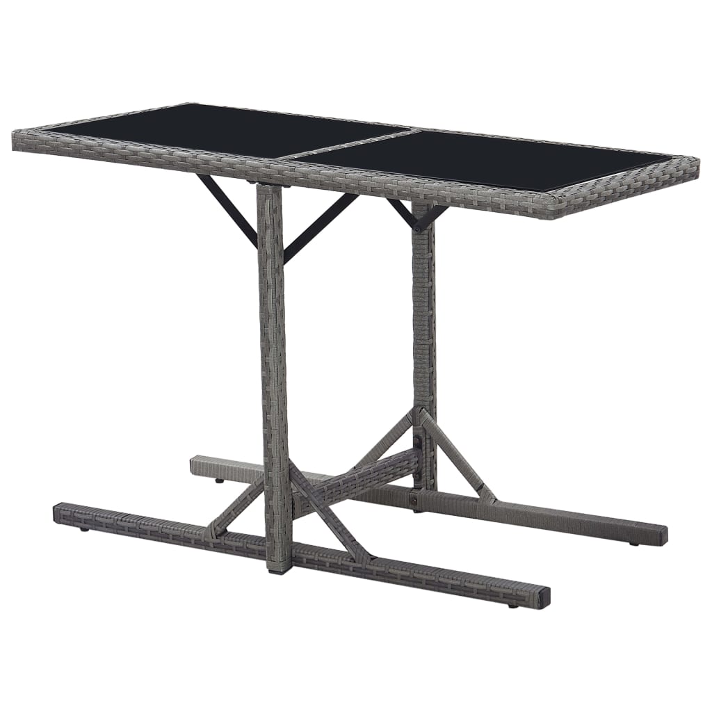 Puutarhapöytä musta 110x53x72 cm lasi ja polyrottinki - Sisustajankoti.fi