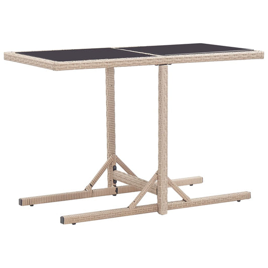 Puutarhapöytä beige 110x53x72 cm lasi ja polyrottinki - Sisustajankoti.fi